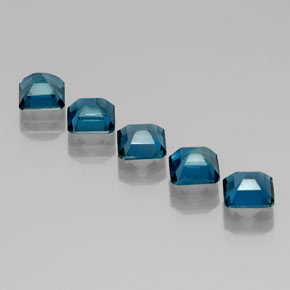 Gemas de topacio azul natural de  ct, corte esmeralda, VVS-VS