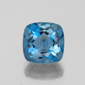 Topacio azul natural de 2,84 ct, corte cojín, VS