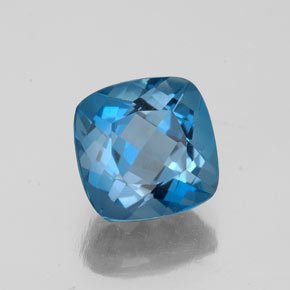 Topacio azul natural de 2,84 ct, corte cojín, VS
