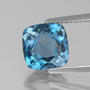 Topacio azul natural de 2,68 ct, corte cojín, VS