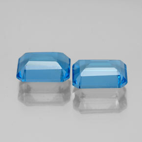 Gemas de topacio azul natural de  ct, corte esmeralda, VS