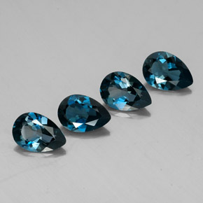 Gemas de topacio azul natural de  ct, en forma de pera, VVS-VS