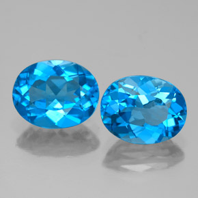 Gemas de topacio azul natural de  ct, corte óvalo, VVS-VS