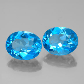 Gemas de topacio azul natural de  ct, corte óvalo, VVS-VS
