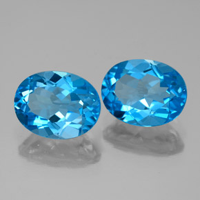 Gemas de topacio azul natural de  ct, corte óvalo, VVS-VS