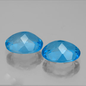Gemas de topacio azul natural de  ct, corte óvalo, VVS-VS