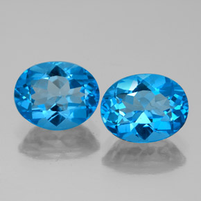Gemas de topacio azul natural de  ct, corte óvalo, VVS-VS