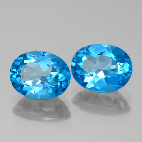 Gemas de topacio azul natural de  ct, corte óvalo, VVS-VS