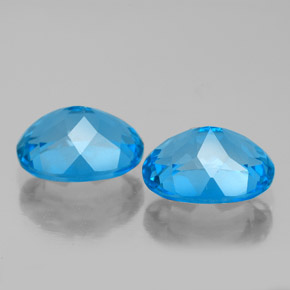 Gemas de topacio azul natural de  ct, corte óvalo, VVS-VS