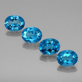 Gemas de topacio azul natural de  ct, corte óvalo, VVS-VS