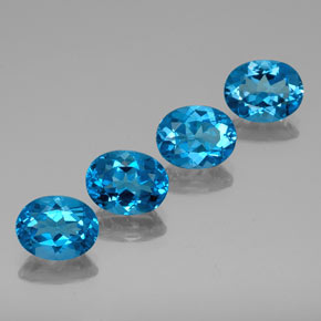 Gemas de topacio azul natural de  ct, corte óvalo, VVS-VS