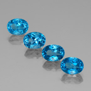 Gemas de topacio azul natural de  ct, corte óvalo, VVS-VS