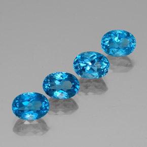 Gemas de topacio azul natural de  ct, corte óvalo, VVS-VS