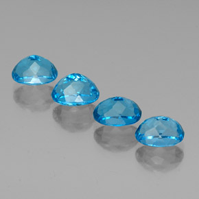 Gemas de topacio azul natural de  ct, corte óvalo, VVS-VS