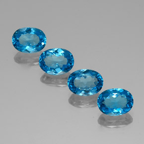 Gemas de topacio azul natural de  ct, corte óvalo, VVS-VS