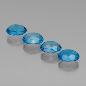 Gemas de topacio azul natural de  ct, corte óvalo, VVS-VS