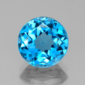 Topacio azul natural de 3,10 ct, corte redondo, VVS-VS