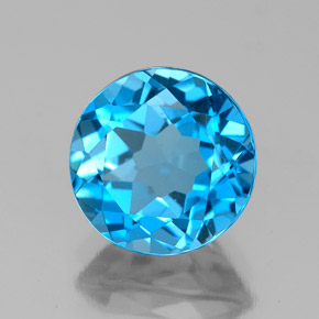 Topacio azul natural de 3,10 ct, corte redondo, VVS-VS