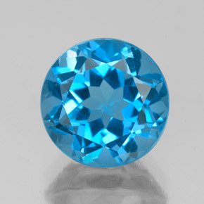 Topacio azul natural de 3,75 ct, corte redondo, VVS