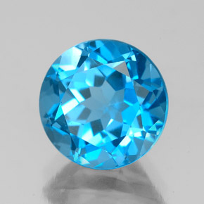 Topacio azul natural de 3,75 ct, corte redondo, VVS