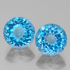 Gemas de topacio azul natural de  ct, corte redondo, VS