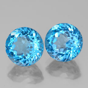 Gemas de topacio azul natural de  ct, corte redondo, VS