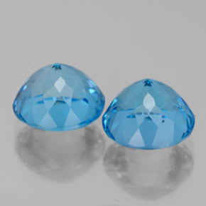 Gemas de topacio azul natural de  ct, corte redondo, VS