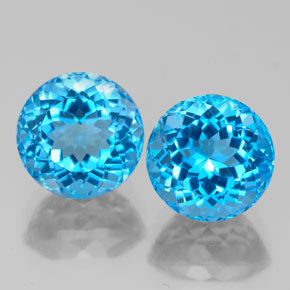Gemas de topacio azul natural de  ct, corte redondo, VVS-VS