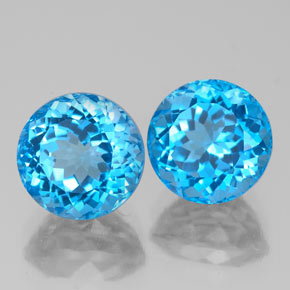 Gemas de topacio azul natural de  ct, corte redondo, VVS-VS