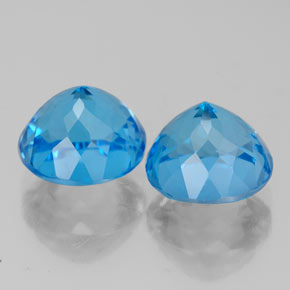 Gemas de topacio azul natural de  ct, corte redondo, VVS-VS