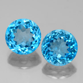 Gemas de topacio azul natural de  ct, corte redondo, VVS-VS
