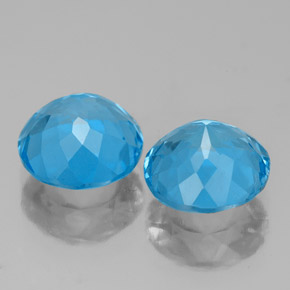 Gemas de topacio azul natural de  ct, corte redondo, VVS-VS