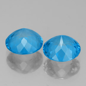 Gemas de topacio azul natural de  ct, corte redondo, VVS