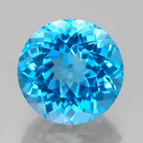 Topacio azul natural de 3,69 ct, corte redondo, VVS