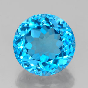 Topacio azul natural de 3,48 ct, corte redondo, VVS