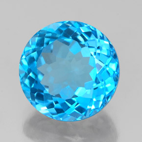 Topacio azul natural de 3,48 ct, corte redondo, VVS