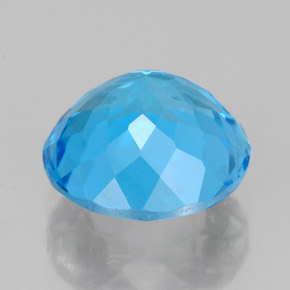 Topacio azul natural de 3,48 ct, corte redondo, VVS