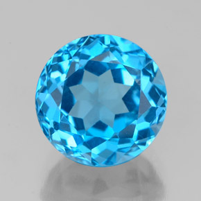 Topacio azul natural de 3,86 ct, corte redondo, VVS