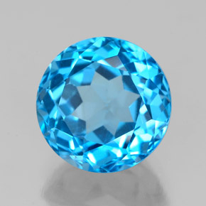 Topacio azul natural de 3,86 ct, corte redondo, VVS