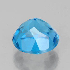 Topacio azul natural de 3,86 ct, corte redondo, VVS