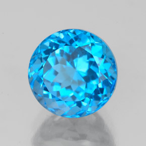 Topacio azul natural de 3,16 ct, corte redondo, VS