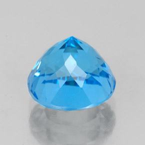 Topacio azul natural de 3,16 ct, corte redondo, VS
