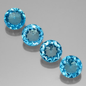 Gemas de topacio azul natural de  ct, corte redondo, VVS-VS