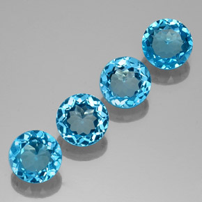 Gemas de topacio azul natural de  ct, corte redondo, VVS-VS