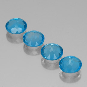 Gemas de topacio azul natural de  ct, corte redondo, VVS-VS