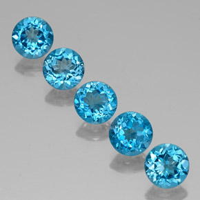 Gemas de topacio azul suizo natural de  ct, corte redondo, VVS-VS
