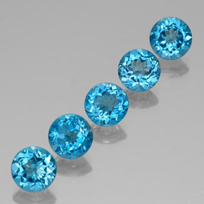 Gemas de topacio azul suizo natural de  ct, corte redondo, VVS-VS