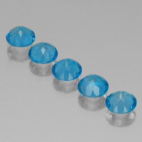 Gemas de topacio azul suizo natural de  ct, corte redondo, VVS-VS