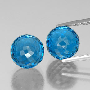 Gemas de topacio azul natural de 13,85 ct, esfera / bola, VVS-VS