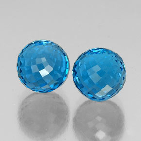 Gemas de topacio azul natural de 13,85 ct, esfera / bola, VVS-VS